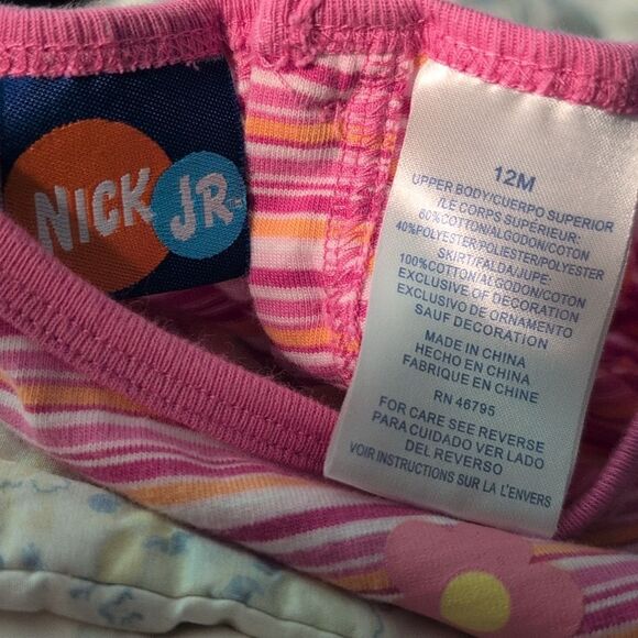 Dora Y2K Infant Girls Denim & Pink Striped Embroidered Character Dress - Picture 2 of 8